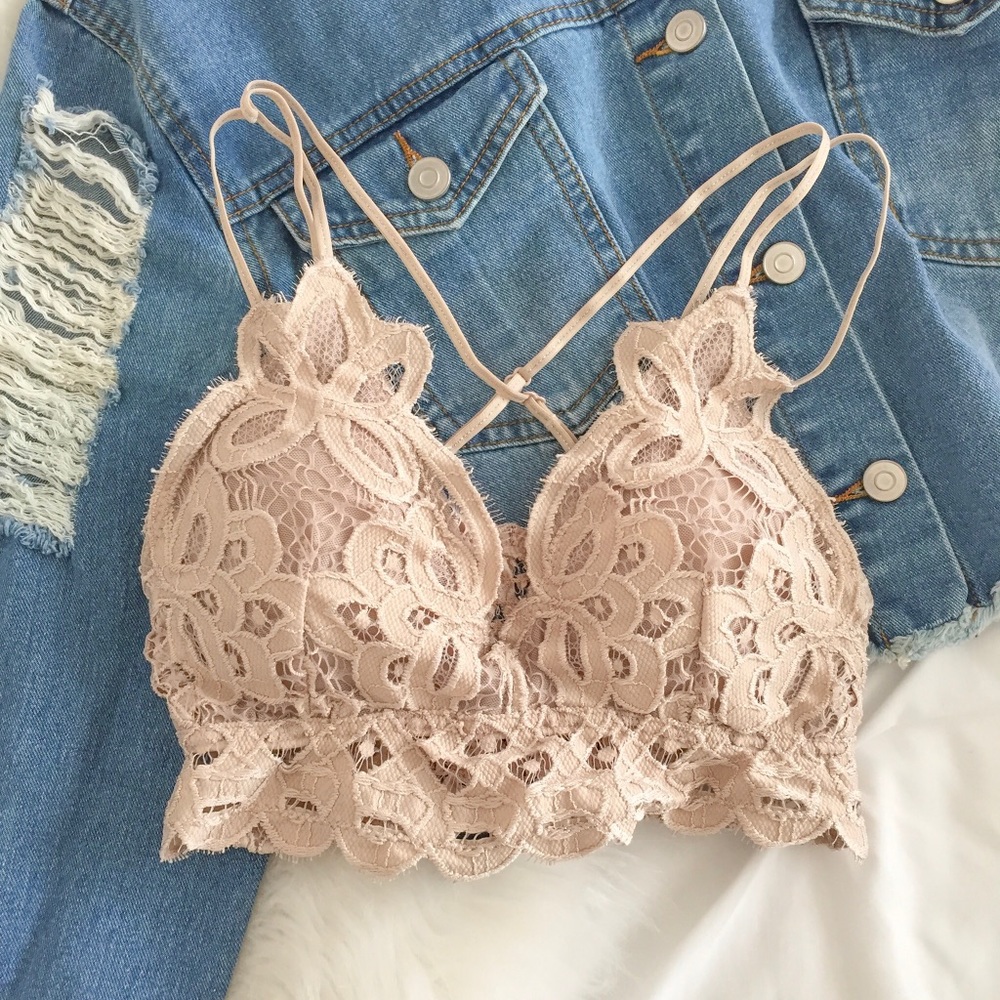 ❗️One Left❗️NWT Taupe Crochet Lace Bralette
